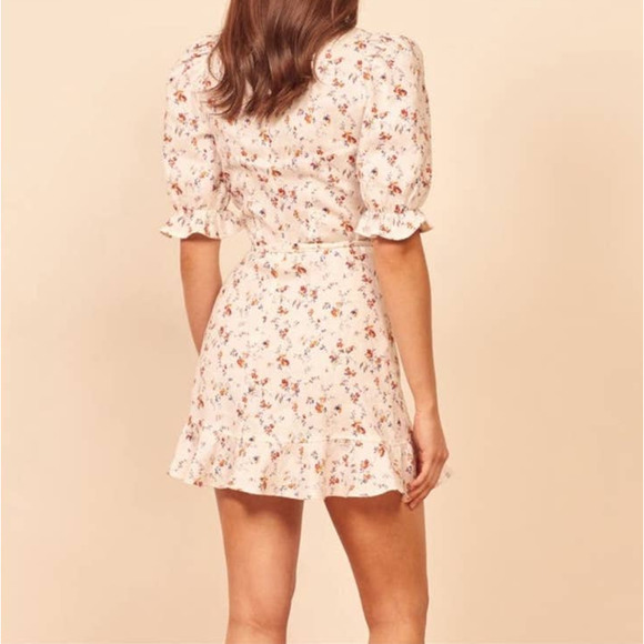 Reformation NWT Carmelo Floral V-Neck Short Sleeve Dress Large - Picture 3 of 4